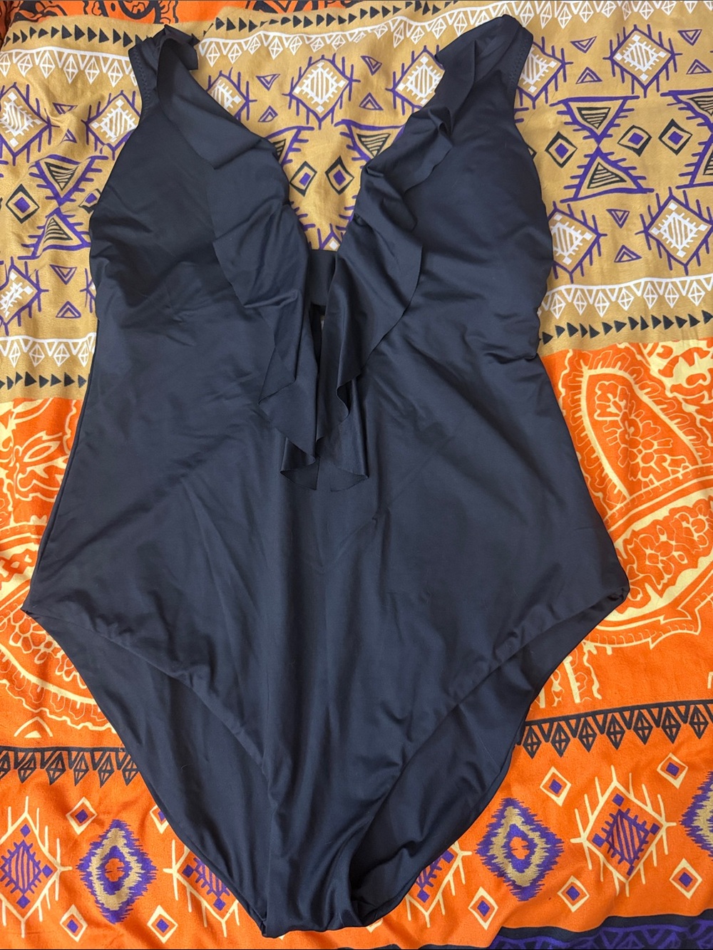 Becca Swim Black Ruffle One piece 2X